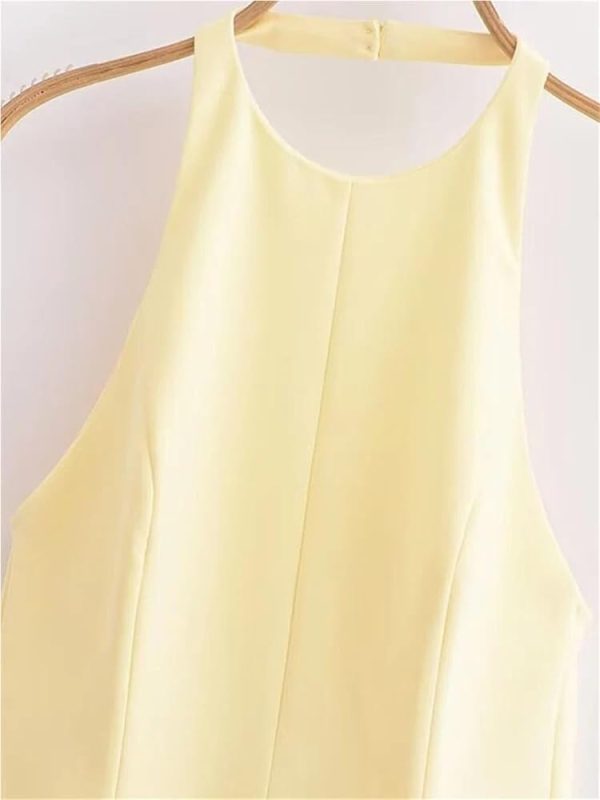 41Cn2BUYgdL.jpg Solid Backless Mini Dress Women Sleeveless Casual Short Dresses with Pockets for Summer Daily Party Outfits