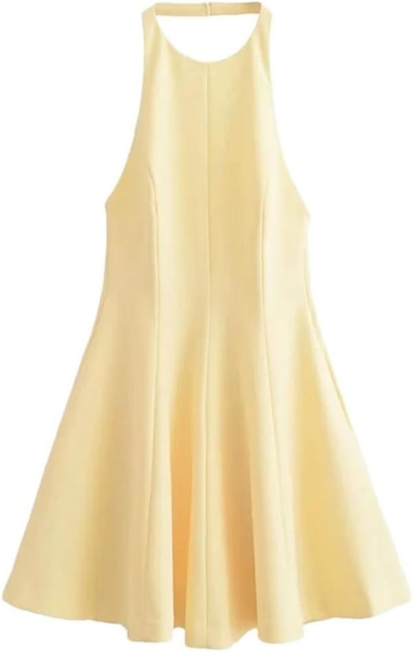 41LcVzPngGL.jpg Solid Backless Mini Dress Women Sleeveless Casual Short Dresses with Pockets for Summer Daily Party Outfits