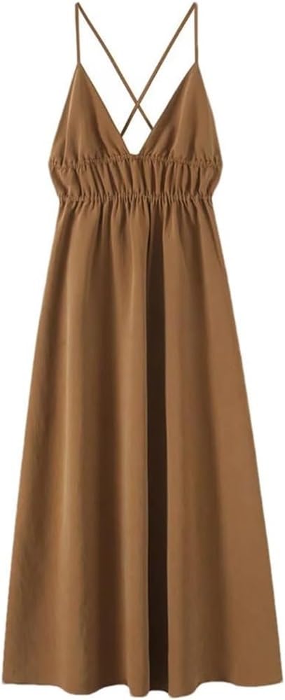 41YsQ4BTt5L.jpg Vertical Flute Strapless Dress Women Solid Color Bareback Strap Party Skirt for Summer Night Out Club Outfits