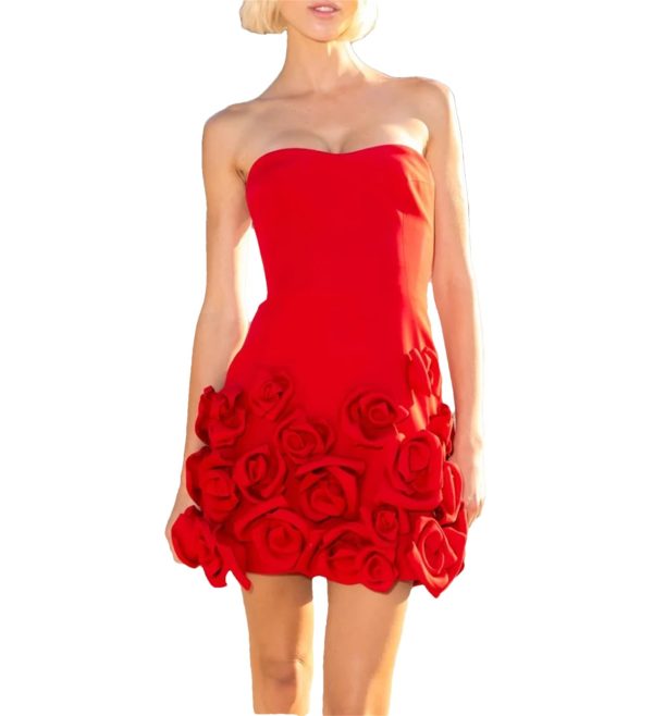 Women’s High Waist Strapless Dress - Sleeveless Modern Office Ready Attire