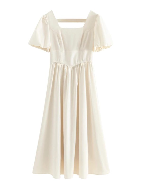 Women’S Square Neck Backless Office Dress - Hollow Out Detail Black Formal Wear