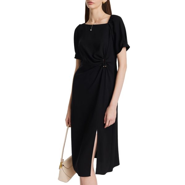 Summer Black Mini Dress for Women Casual V-Neck Short Sleeve Patchwork Pleated A-line Dresses for Wedding Guest Dress