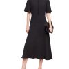 Women’S Mesh Ruffle Sleeve Dress - French Waist A-Line for Summer Office