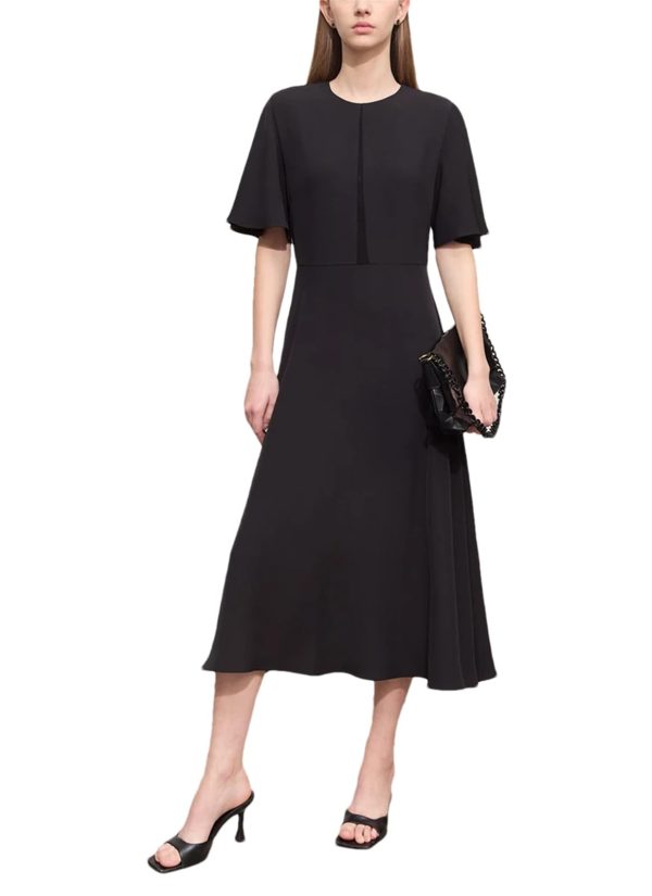 Women’S Mesh Ruffle Sleeve Dress - French Waist A-Line for Summer Office