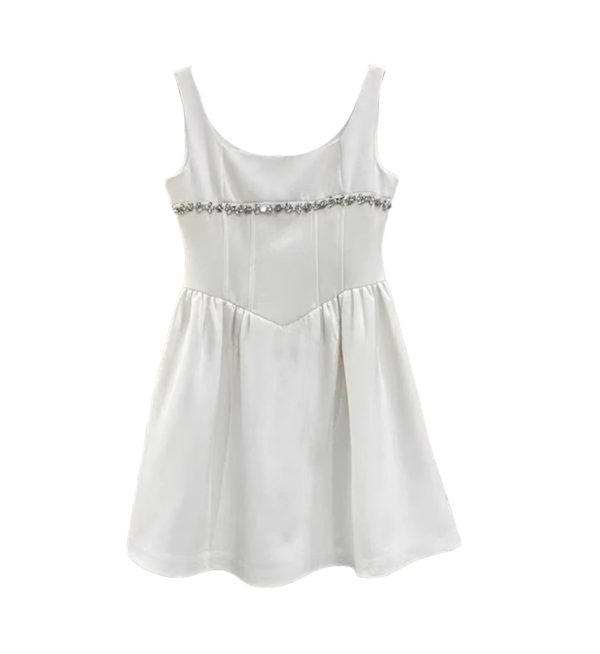 51QSbGLiv0L.jpg Women’s Square Collar Diamond Dress - Sleeveless Summer Cocktail Party Outfit