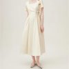 Women’S Cotton Square Neck Sundress - High Waist Casual Summer Office Wear