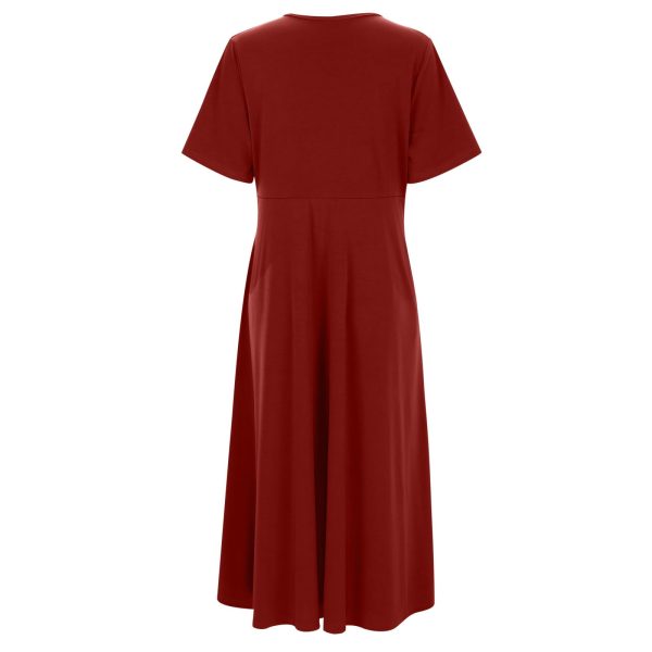 51XqXQLClhL.jpg Womens Short Sleeve Dress Casual Plus Size V-Neck Maxi Dresses A Line Flowy Beach Sundress with Pockets