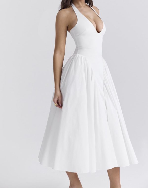 51ZjSrCM7kL.jpg Women's Sexy Sleeveless Summer Dress Backless Deep V Neck Halter Bodycon Maxi Party Dress Beach Vacation Sundress