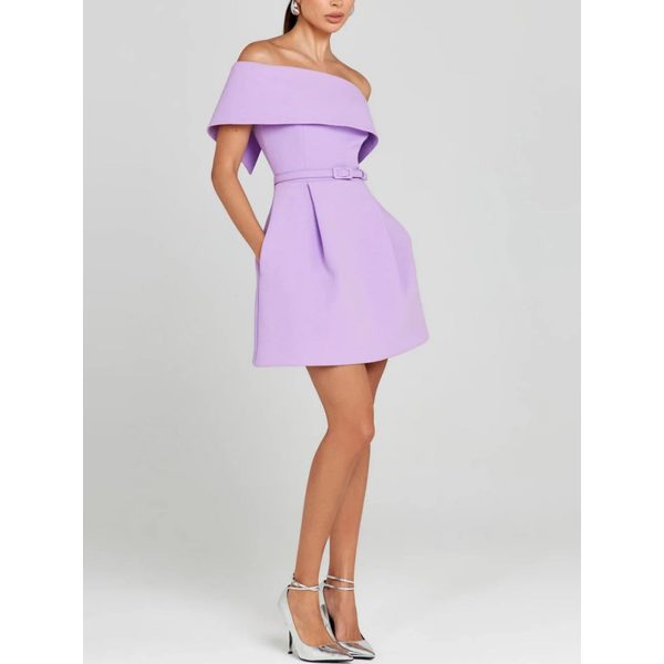 51aDsvvnAqL.jpg Women’s Off-Shoulder Patchwork Dress - Slash Neck Backless Evening Gown