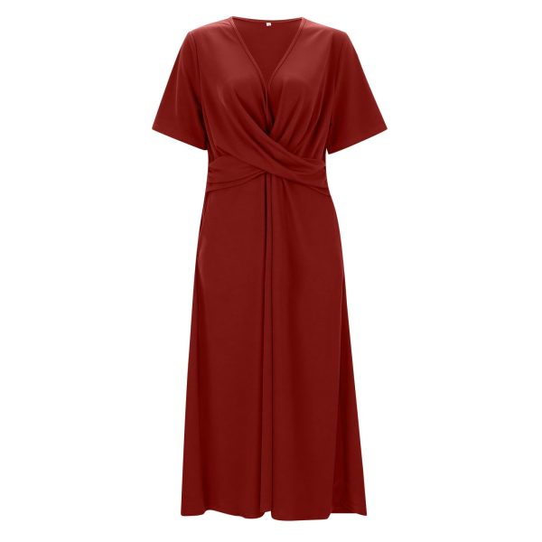 51cpGw4Rq9L.jpg Womens Short Sleeve Dress Casual Plus Size V-Neck Maxi Dresses A Line Flowy Beach Sundress with Pockets