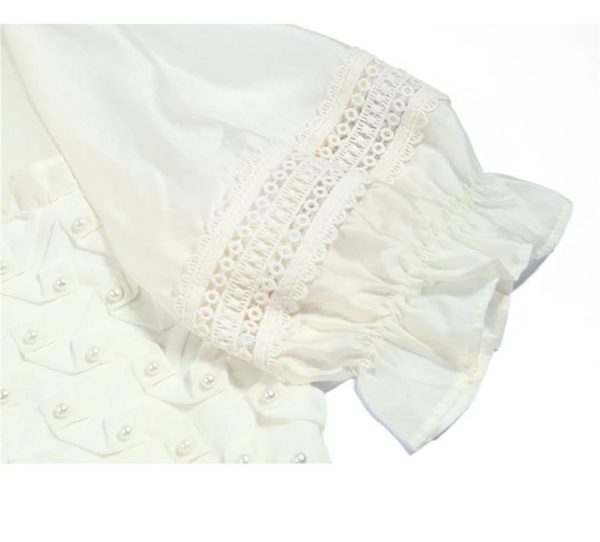 51jBkBTfjpL.jpg Women Dress Stringy Selvedge Round Neck Short Sleeve Lace Hollow Out Sweat Elegant Short Dress