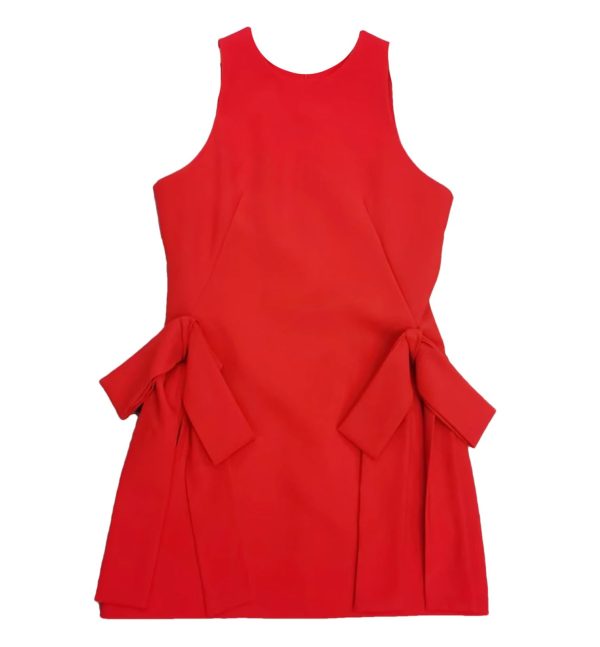 51kKJ0aTTQL.jpg Women’s O-Neck Slimming Bowknot Mini Dress, Sleeveless High Waist Patchwork Designer Casual Summer Dress