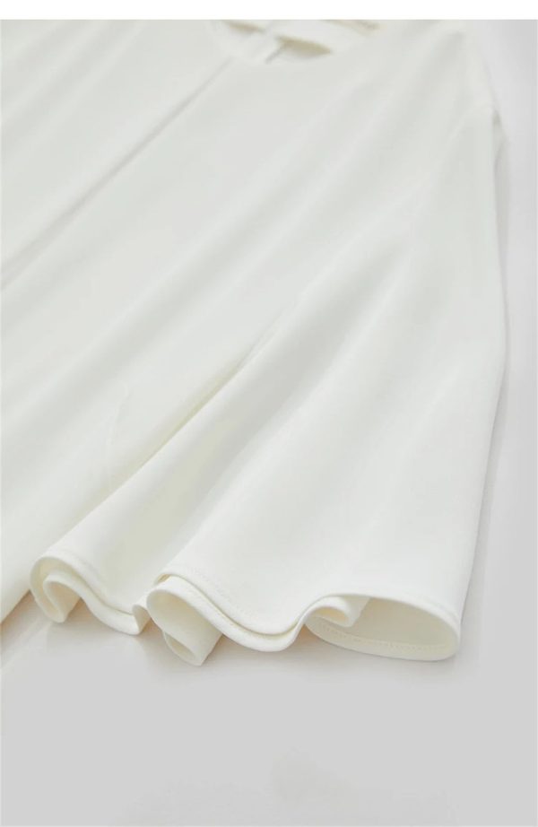 Women’S Mesh Ruffle Sleeve Dress - French Waist A-Line for Summer Office