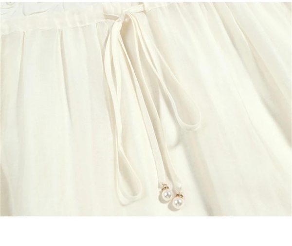 51oW60IvpHL.jpg Women Dress Stringy Selvedge Round Neck Short Sleeve Lace Hollow Out Sweat Elegant Short Dress