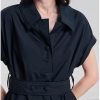 Women's Summer Midi Dressescasual Short Sleeve Turn-Down Collar Beach Vacation Long Dress with Blet