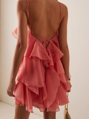 51qXQK7vEqL.jpg Women’s Halter Backless Dress - Sleeveless Loose Fit Beach Cover-Up