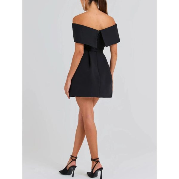 51sTe1XF-WL.jpg Women’s Off-Shoulder Patchwork Dress - Slash Neck Backless Evening Gown