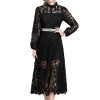 611VFpQdZkL.jpg Womens Water-Soluble Lace Embroidery Hollow Flower Dress Full Sleeve Vacation Long Dress