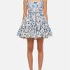 Women Colorblock Slimming Spliced Printing Square Neck Sleeveless Patchwork Folds Mini Dress