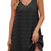 616xuoLE59L.jpg Women's Summer Sleeveless V Neck Tank Dress Swiss Dot Beach Cover Up Mini Dress with Pockets