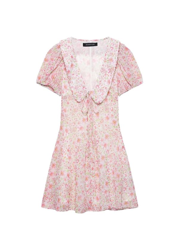 61AMPWu7yvL.jpg Women's Sweetheart Floral Mini Dress Sexy Slim V-Neck Vacation Beach Party Dresses