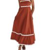 61D3RODQjuL.jpg Women Summer Dresses 2025 Spaghetti Straps Sleeveless Smocked Rickrack Trim Boho Flowy Loose A-Line Midi Dress