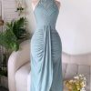 CHICME Womens Holiday Beach Dress Halter Hollow-Out A Line Dress Maxi Dress Vacation