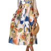 61GzuWVJqRL.jpg Women's Long Sleeve Boho Floral Maxi Dress Smocked Beach Flowy Dress