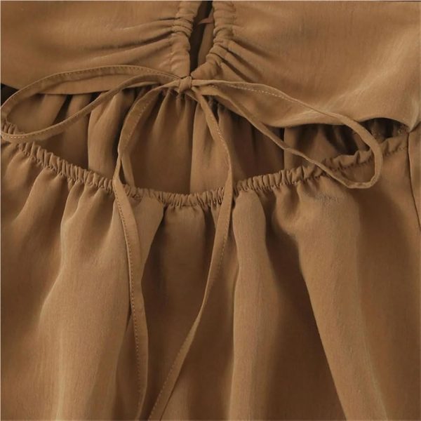 61IFOeNOaHL.jpg Vertical Flute Strapless Dress Women Solid Color Bareback Strap Party Skirt for Summer Night Out Club Outfits