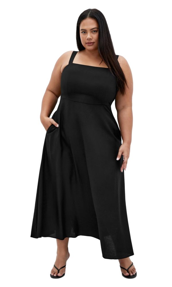 Women's Plus Size Dress - Collins Straight Neck Maxi