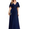 61M5b2de9aL.jpg Women's Mother's Dress Chiffon V Neck A Line Appliques Waist Formal Dresses 01960