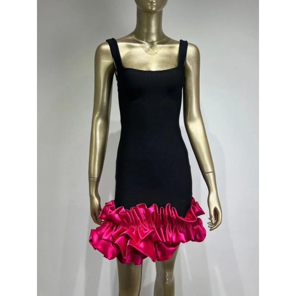 61SdpTnkQ5L.jpg Women’s Square Neck Mini Dress - Sleeveless Color-Block Slimming Party Outfit
