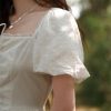 Women Square Neck Lace Dress Lace Up Waist Slim French A-LINE Dresses
