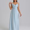 Summer Casual Maxi Sundress Ruffle V Neck Spaghetti Strap Boho Flowy Beach Vacation Long Dresses for Women 2025