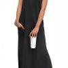 61ceyasLBOL.jpg 2025 Women Summer Round Neck Casual Loose Split Wrinkle-Free Long Maxi Vacation Dress with Pockets (XS-3XL)