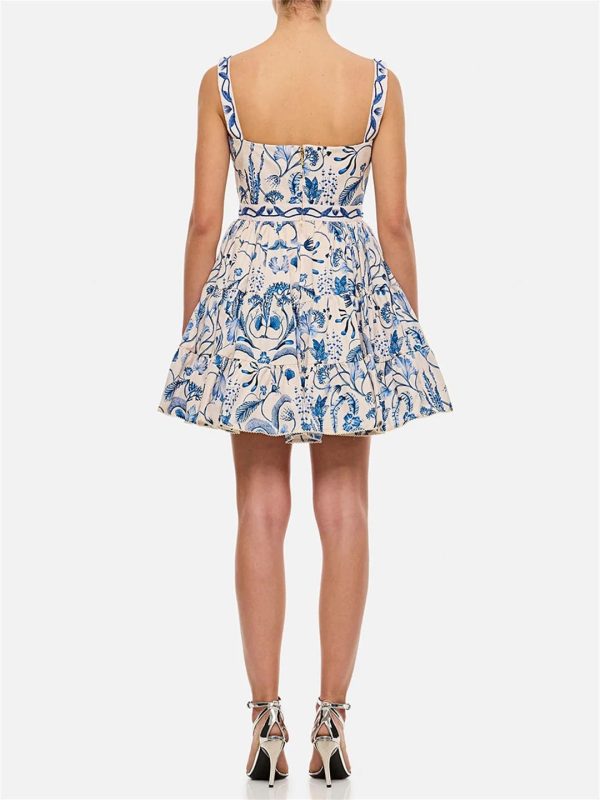 61cl-MCsA4L.jpg Women Colorblock Slimming Spliced Printing Square Neck Sleeveless Patchwork Folds Mini Dress