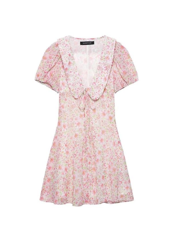 61iJCUmxKsL.jpg Women's Sweetheart Floral Mini Dress Sexy Slim V-Neck Vacation Beach Party Dresses
