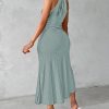 CHICME Womens Holiday Beach Dress Halter Hollow-Out A Line Dress Maxi Dress Vacation