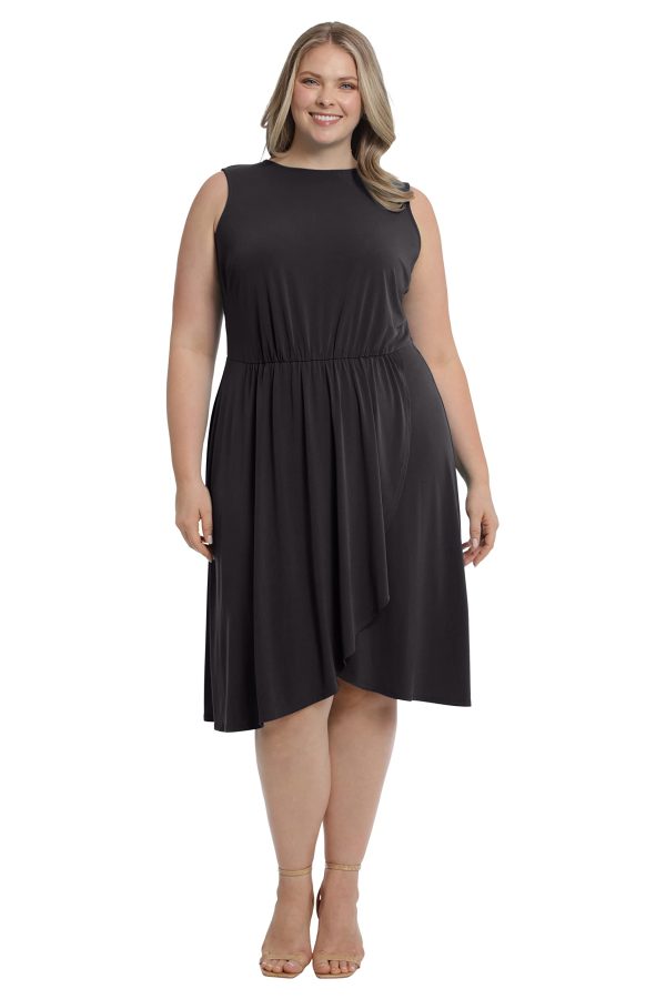 Women's Sleeveless Jewel Neck Asymmetric Hem Midi Casual Summer Fun Vacation