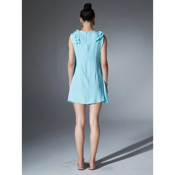61vrZOn1eL.jpg Women’s Round Neck Applique Dress - Sleeveless Slimming Summer Casual Outfit