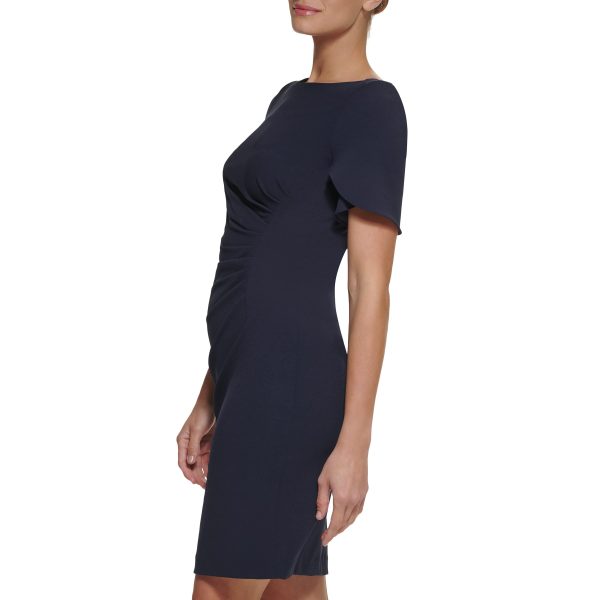 61vsbSVgMRL.jpg womens S/S Button Sleeve Sheath With Side Ruch