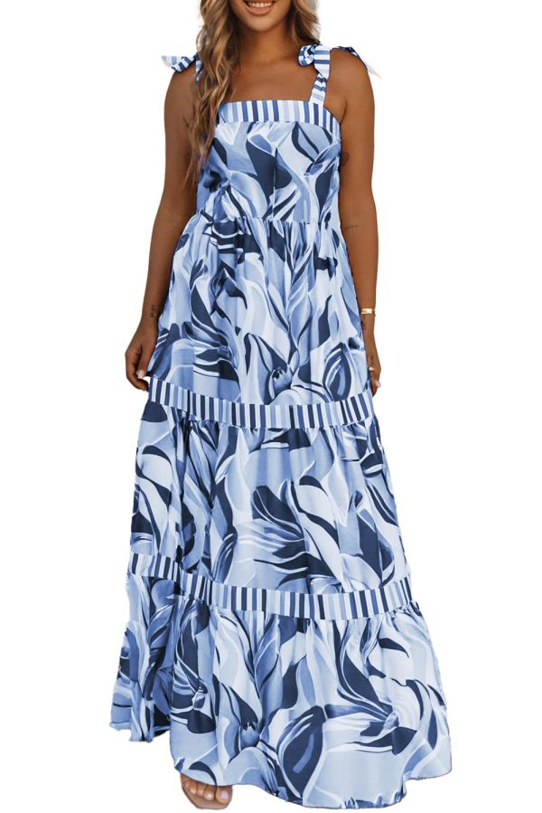 61wH468nwL.jpg Women's 2025 Summer Sleeveless Floral Print Maxi Dress Strap Square Neck Beach Sun Dress