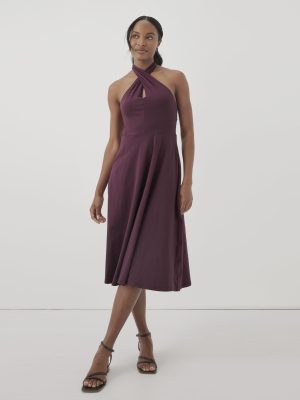 Organic Cotton Women's Fit & Flare Halter Dress