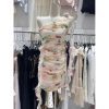 Women’s Diagonal Collar Applique Dress - Sleeveless High Waist Slimming Cocktail Wear