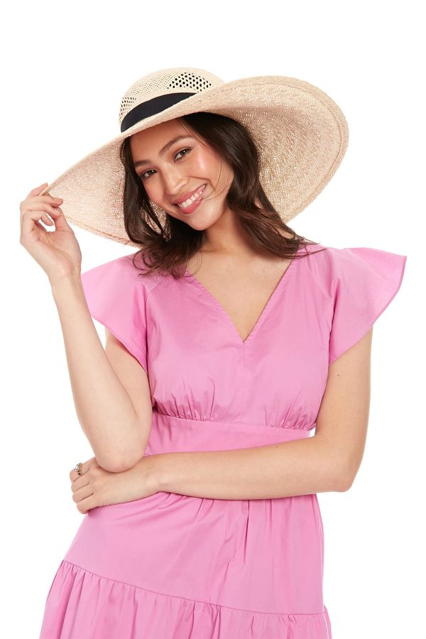 Women's Cotton Poplin V-Neck Tiered Feminine Easy Summer Vacation Dress