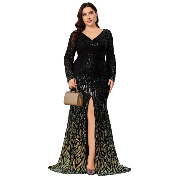 713lx0bi8nL.jpg Women's Plus Size Sequin Dress Luxurious Style Formal Cocktail Evening Party Maxi Dresses