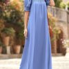 Women 2025 Summer Maxi Dress Casual Loose Puff Sleeve Square Neck Maternity Flowy Long Beach Dresses with Pockets