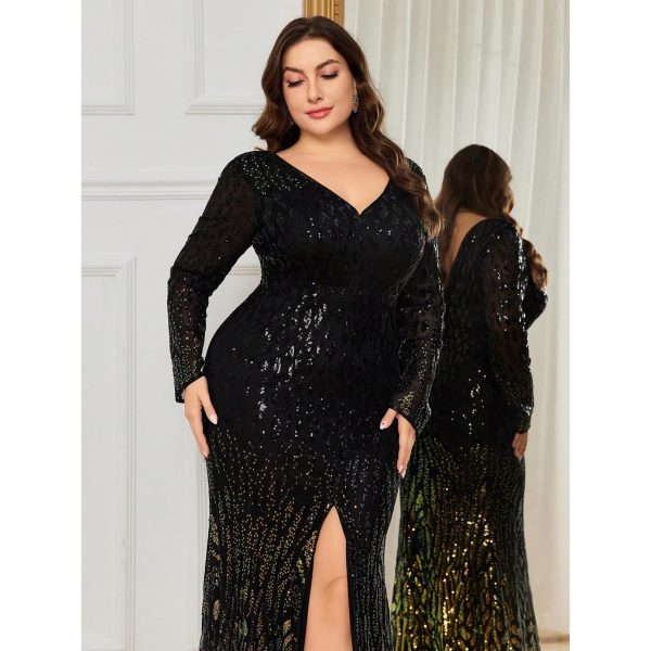 719rj0JqyOL.jpg Women's Plus Size Sequin Dress Luxurious Style Formal Cocktail Evening Party Maxi Dresses