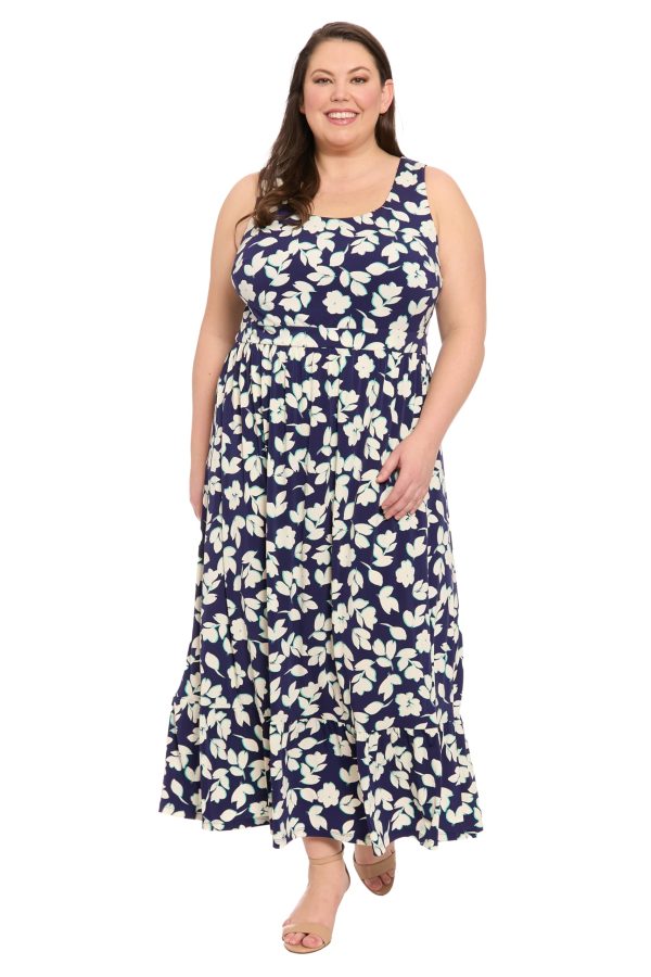 71ADNJ7SJL.jpg Women's Sleeveless Maxi Ruffle Hem-Tank Strap Summer Defined Waist-Wedding Guest Dress
