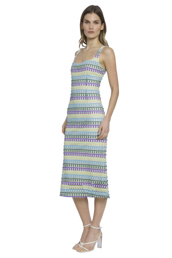 71AZRNQ7dUL.jpg Sweetheart Neckline Midi Striped Knit, Square Neck, Summer Beach Vacation Dresses for Women